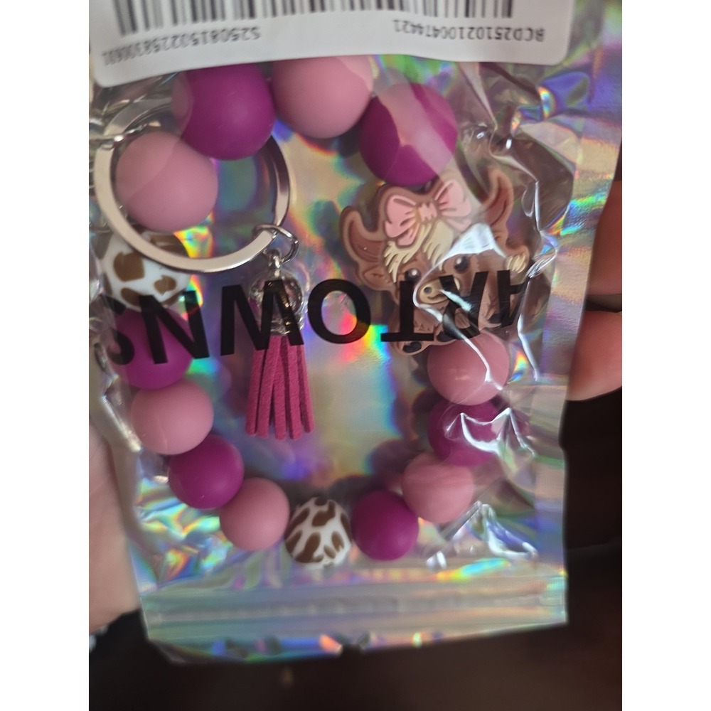 Pink Highland Cow Keyring